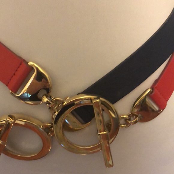 Doncaster XS lot of 2 belts. Red and dark blue Italian leather NWOT - Picture 2 of 8